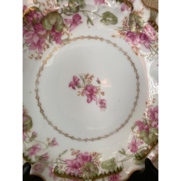 Antique Limoges Coronet Plate Hand Painted Violets Gold Trim France 1900s - Picture 8 of 11